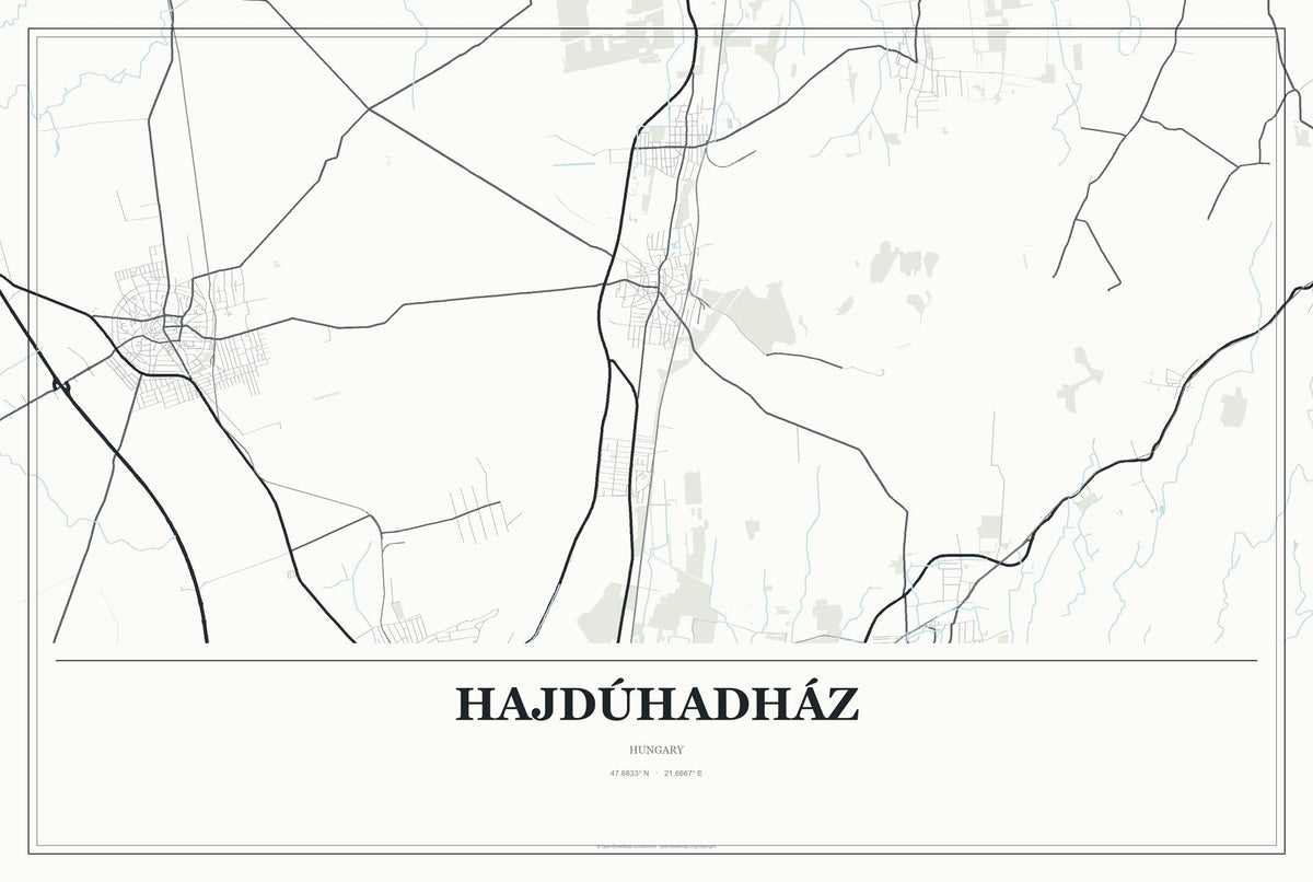 Hajdúhadház, Hungary City Map Aluminum Sign in Gallery Air style