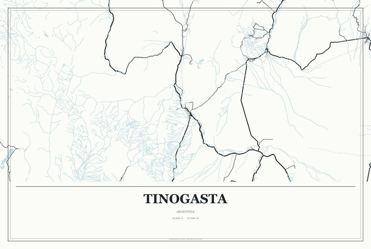Tinogasta, Argentina City Map Aluminum Sign in Gallery Air style