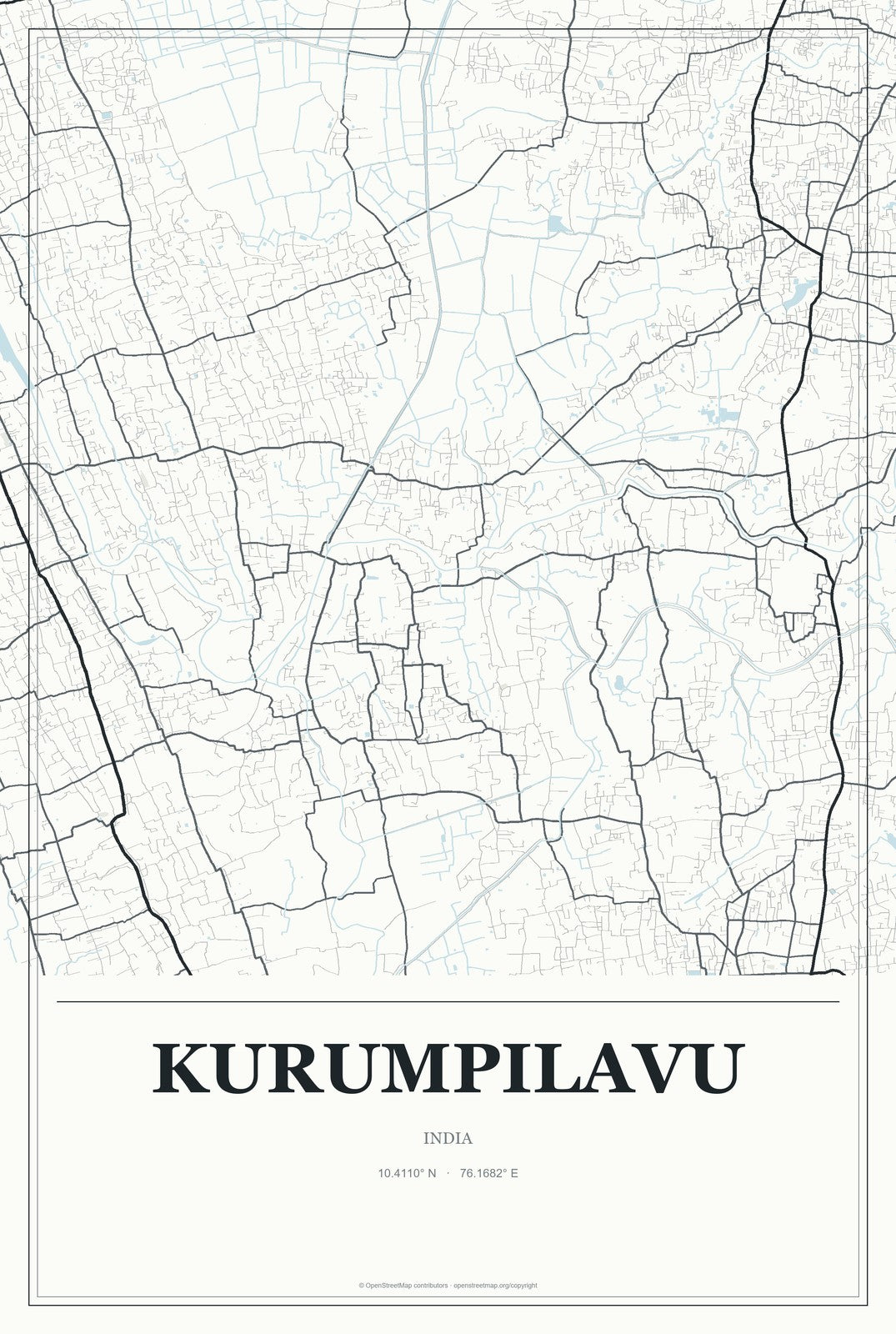 Kurumpilavu, India City Map Aluminum Sign in Gallery Air style