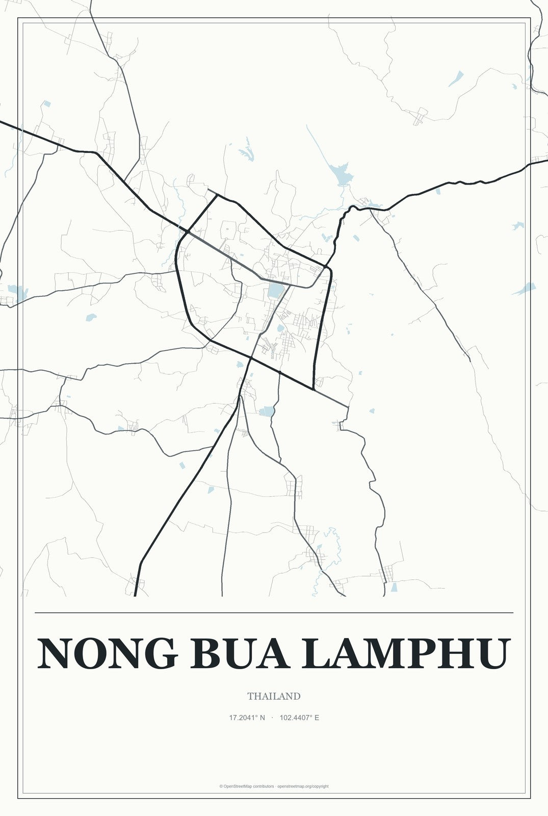 Nong Bua Lamphu, Thailand City Map Aluminum Sign in Gallery Air style