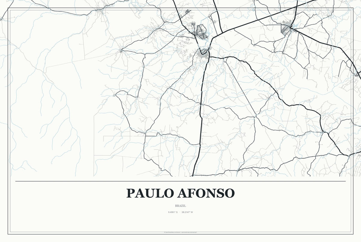 Paulo Afonso, Brazil City Map Aluminum Sign in Gallery Air style