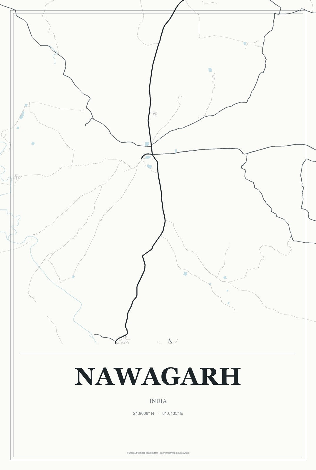 Nawagarh, India City Map Aluminum Sign in Gallery Air style