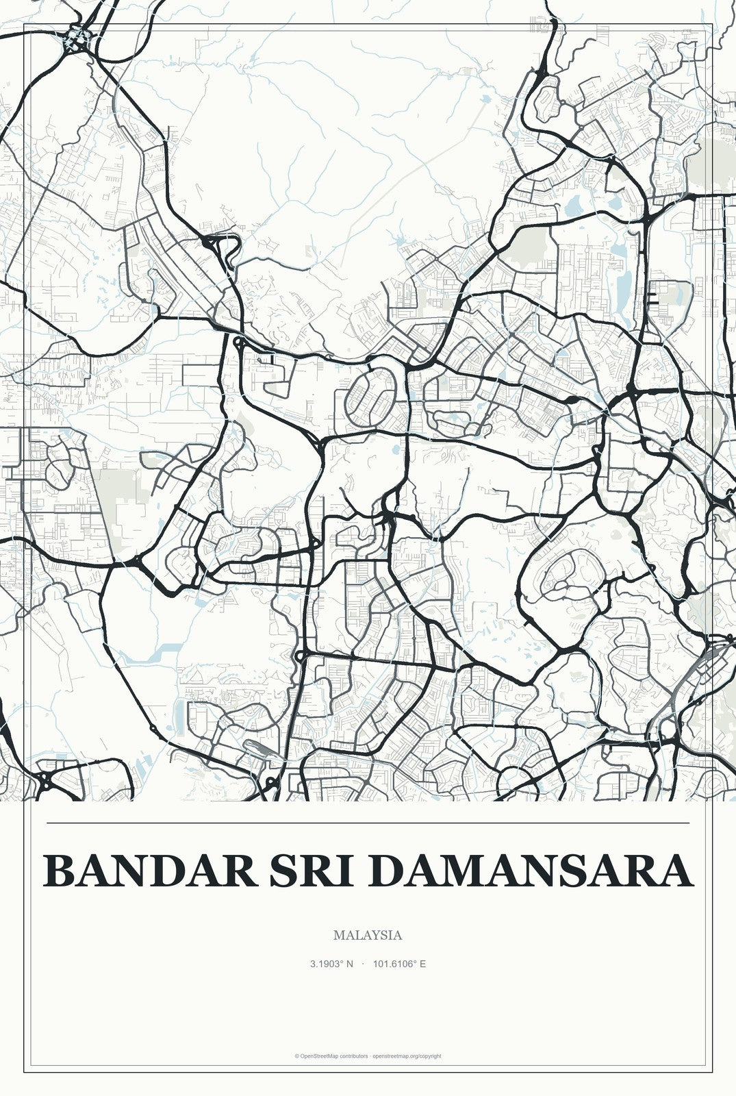 Bandar Sri Damansara, Malaysia City Map Aluminum Sign in Gallery Air style