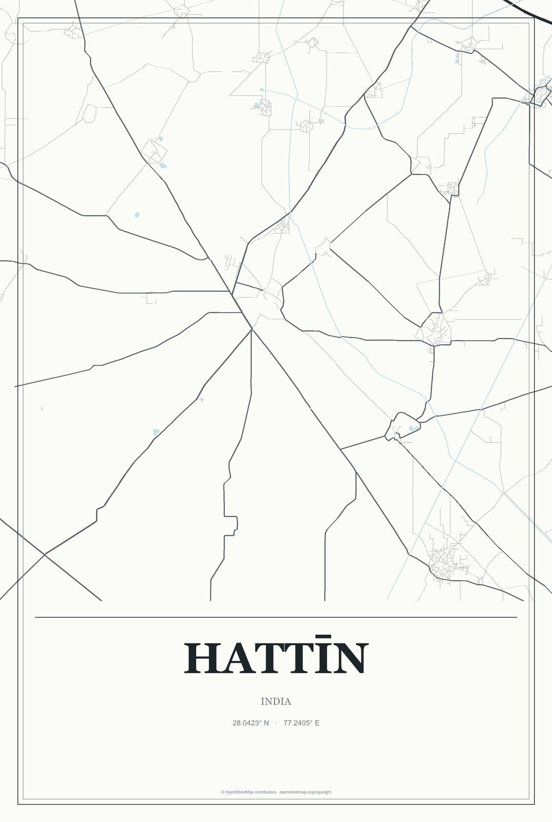 Hattīn, India City Map Aluminum Sign in Gallery Air style