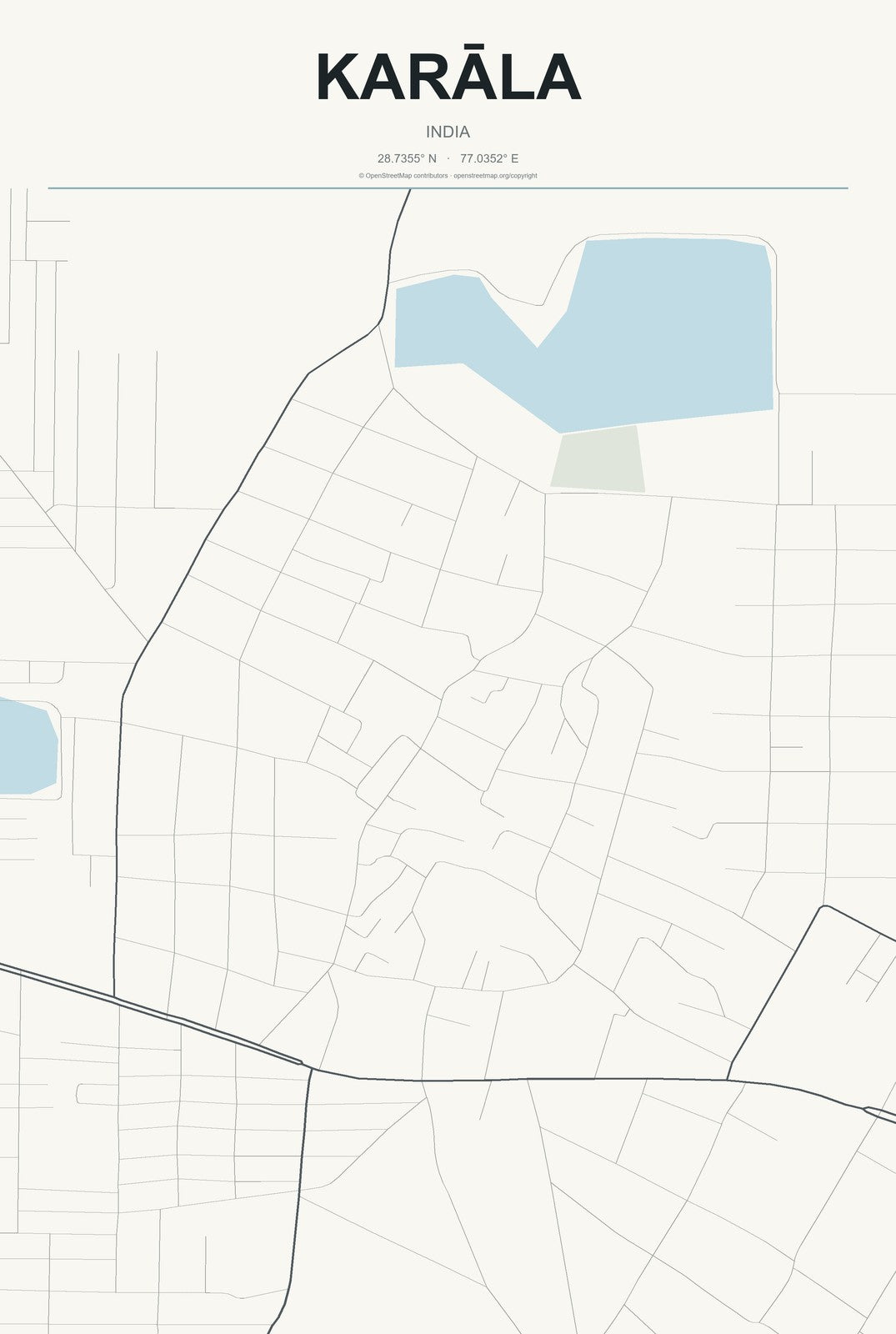 Karāla, India City Map Aluminum Sign in Headline Atlas style