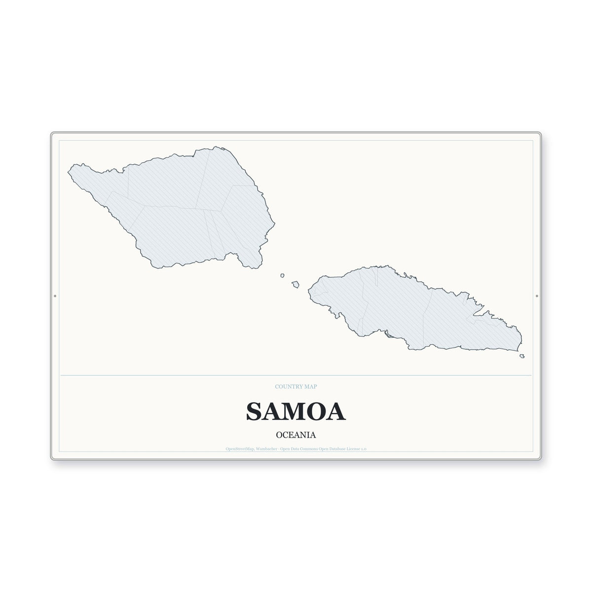 Samoa Country Map Aluminum Sign in Gallery Air style