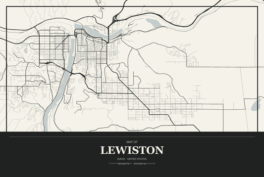 Lewiston, Idaho City Map Aluminum Sign in Museum Plaque style