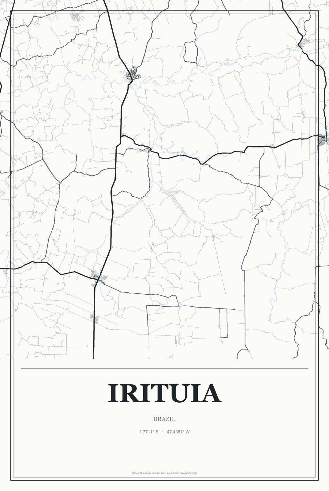 Irituia, Brazil City Map Aluminum Sign in Gallery Air style