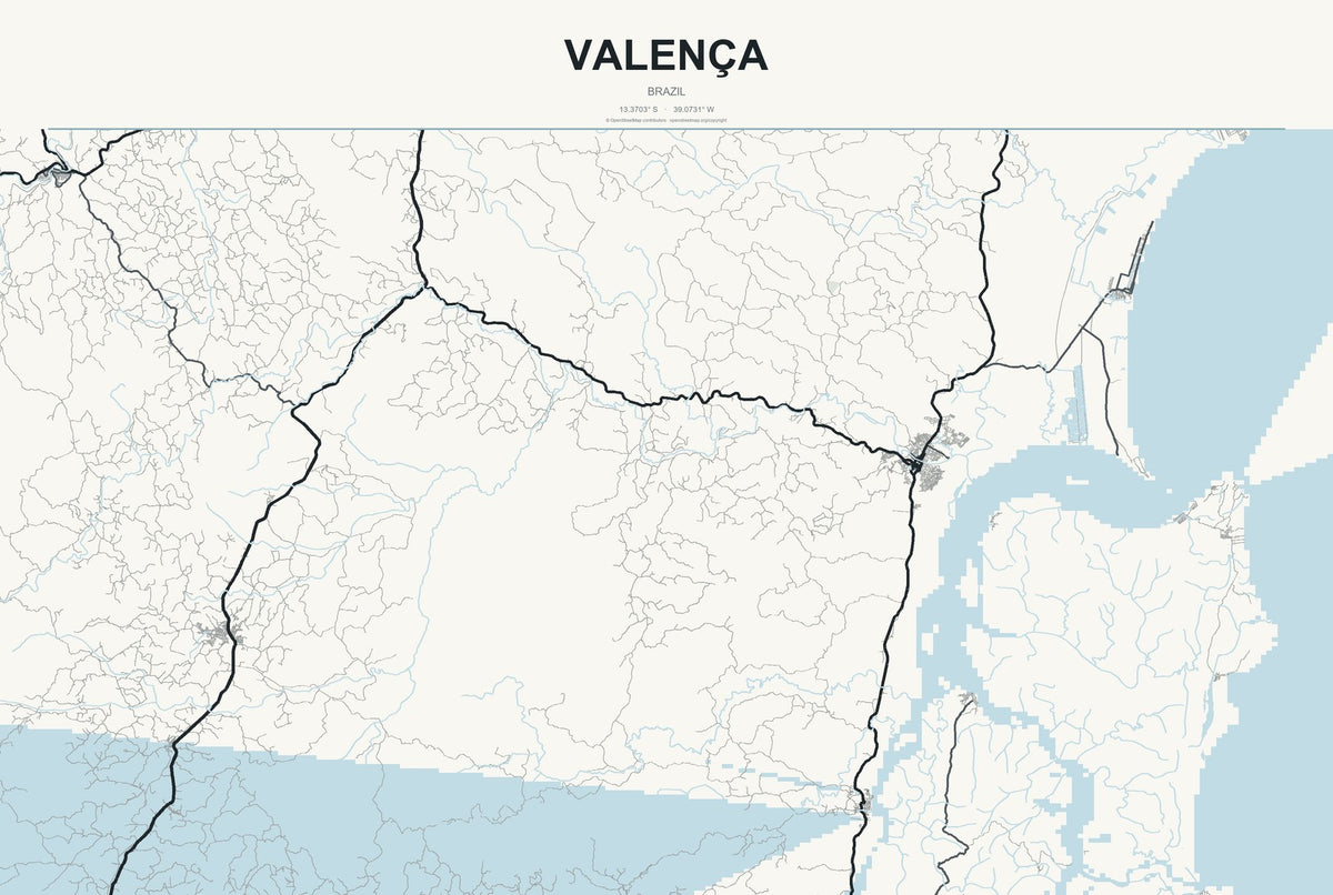 Valença, Rio de Janeiro, Brazil City Map Aluminum Sign in Headline Atlas style