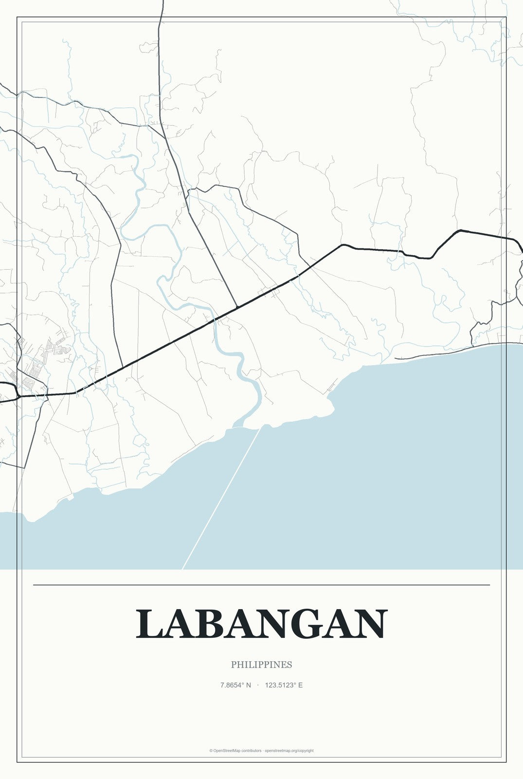 Labangan, Philippines City Map Aluminum Sign in Gallery Air style