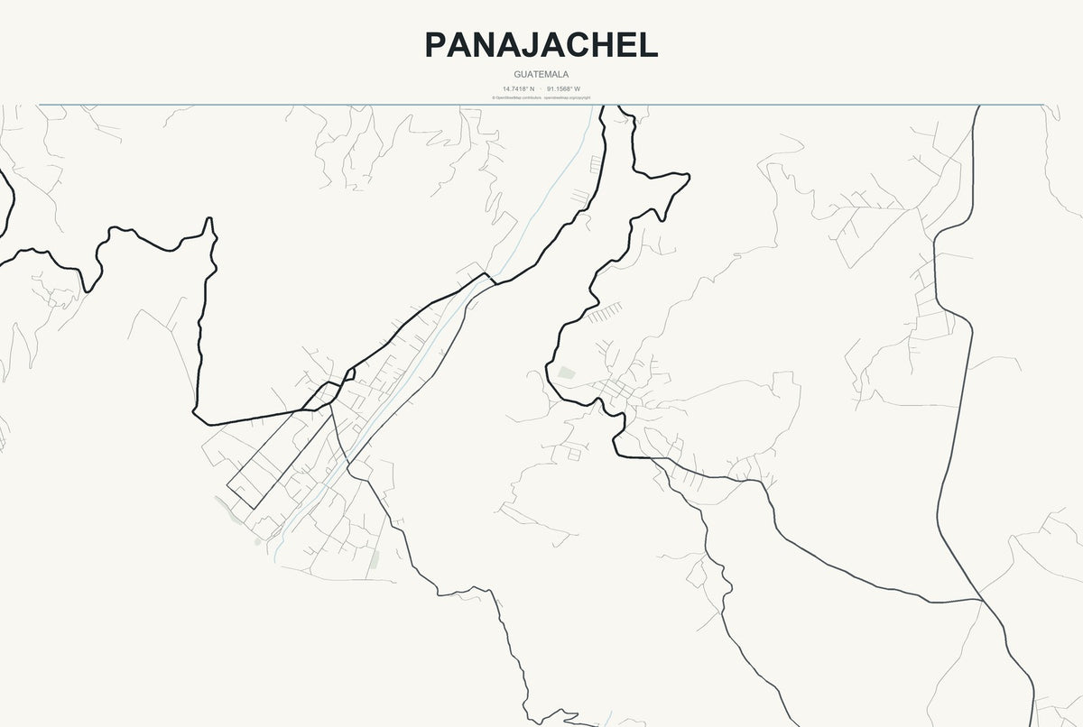Panajachel, Guatemala City Map Aluminum Sign in Headline Atlas style