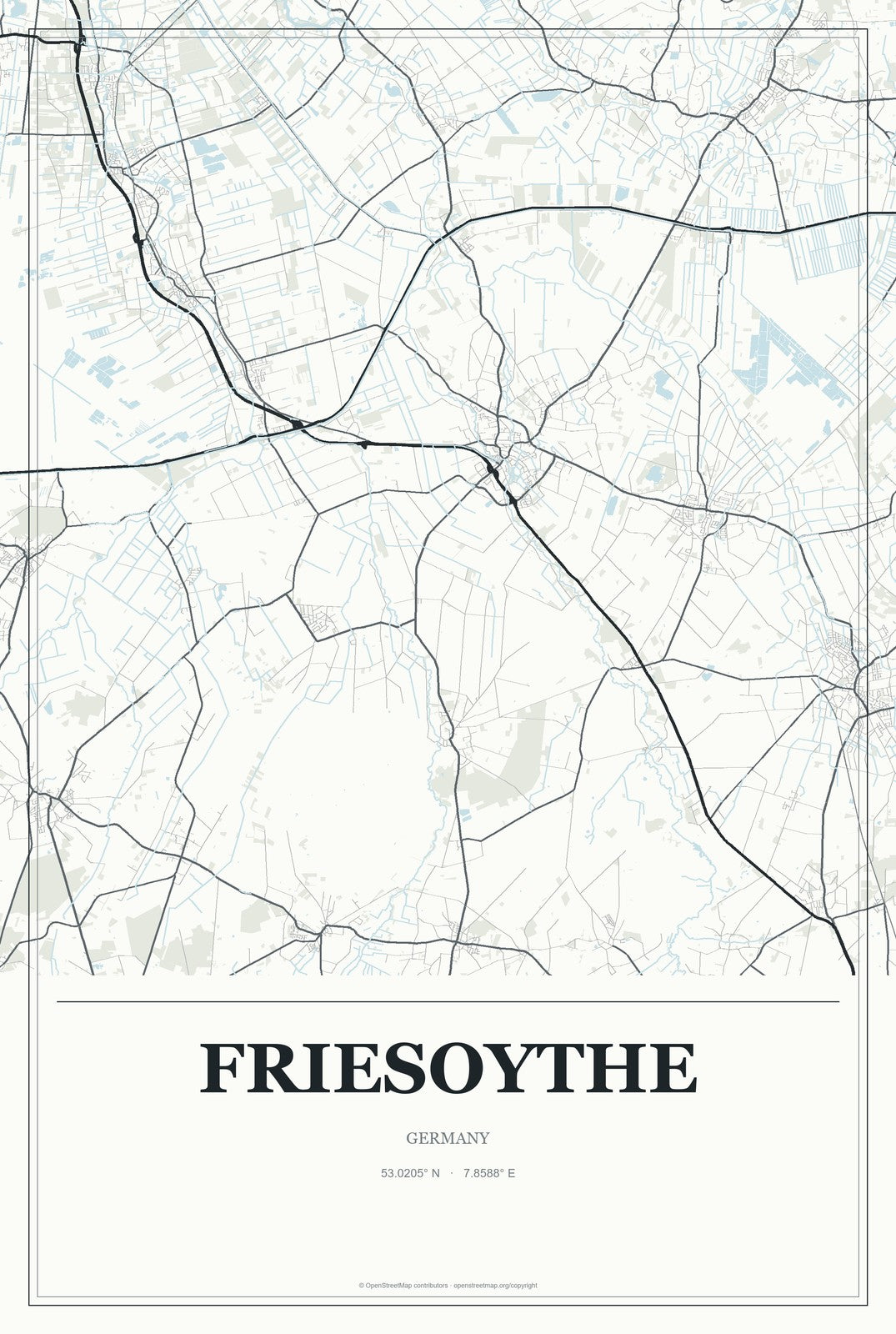 Friesoythe, Germany City Map Aluminum Sign in Gallery Air style