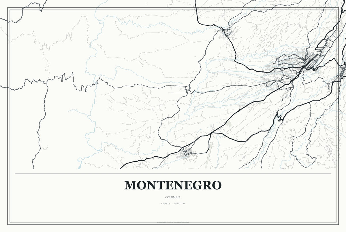 Montenegro, Colombia City Map Aluminum Sign in Gallery Air style