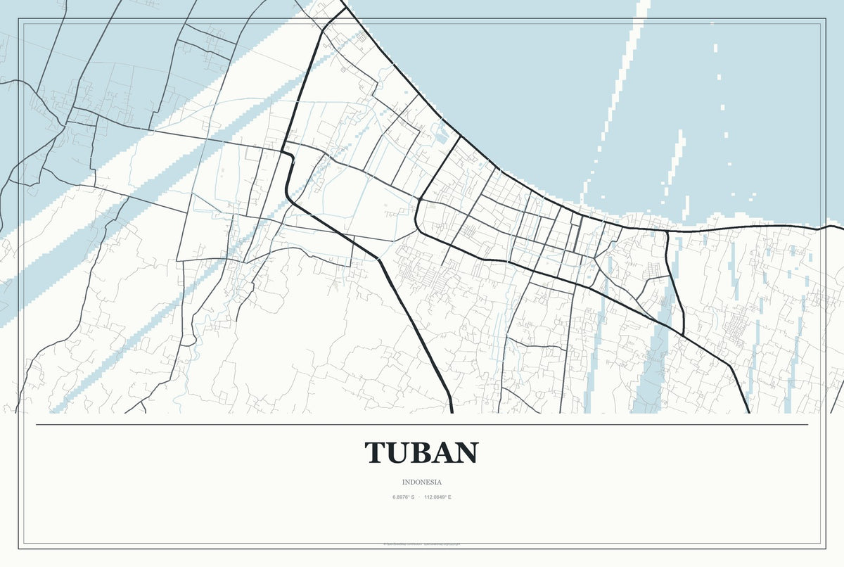 Tuban, Bali, Indonesia City Map Aluminum Sign in Gallery Air style