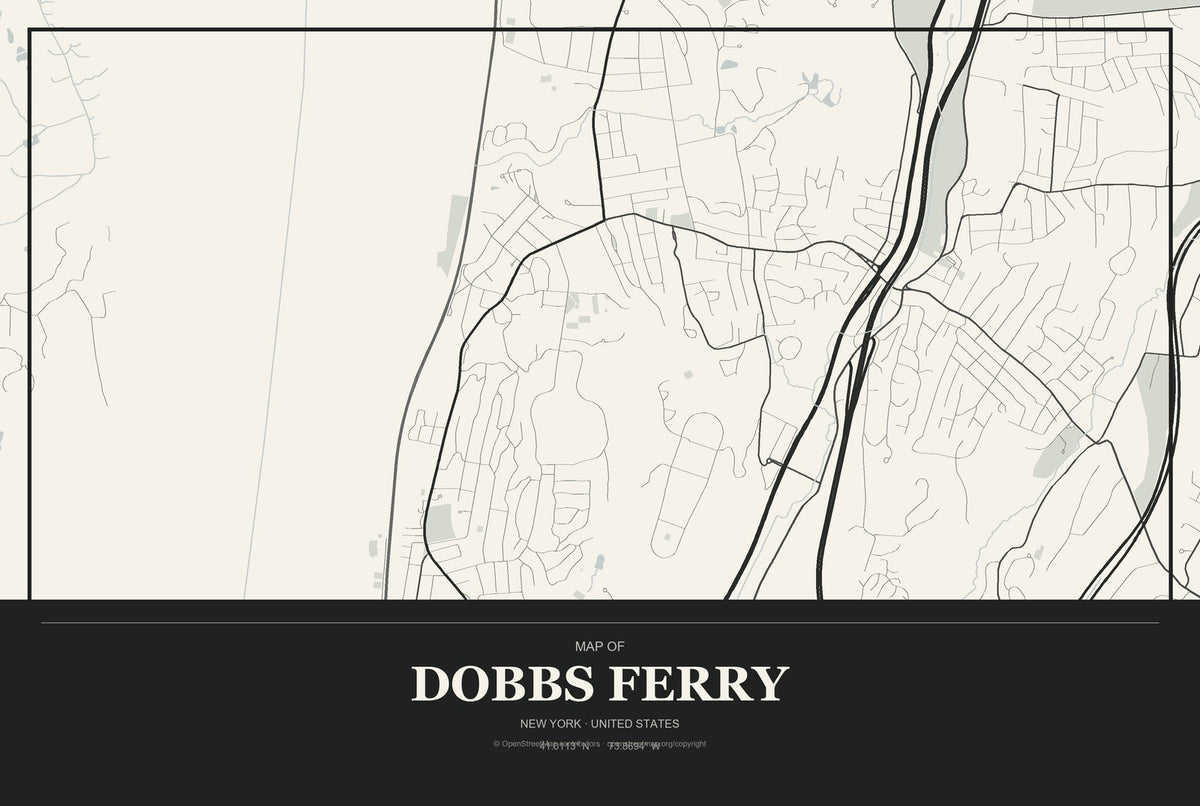 Dobbs Ferry, New York City Map Aluminum Sign in Museum Plaque style