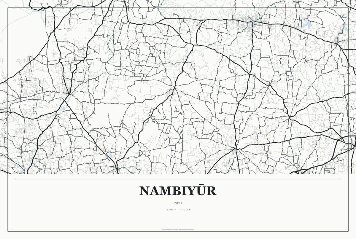 Nambiyūr, India City Map Aluminum Sign in Gallery Air style