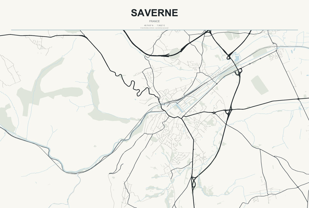 Saverne, France City Map Aluminum Sign in Headline Atlas style