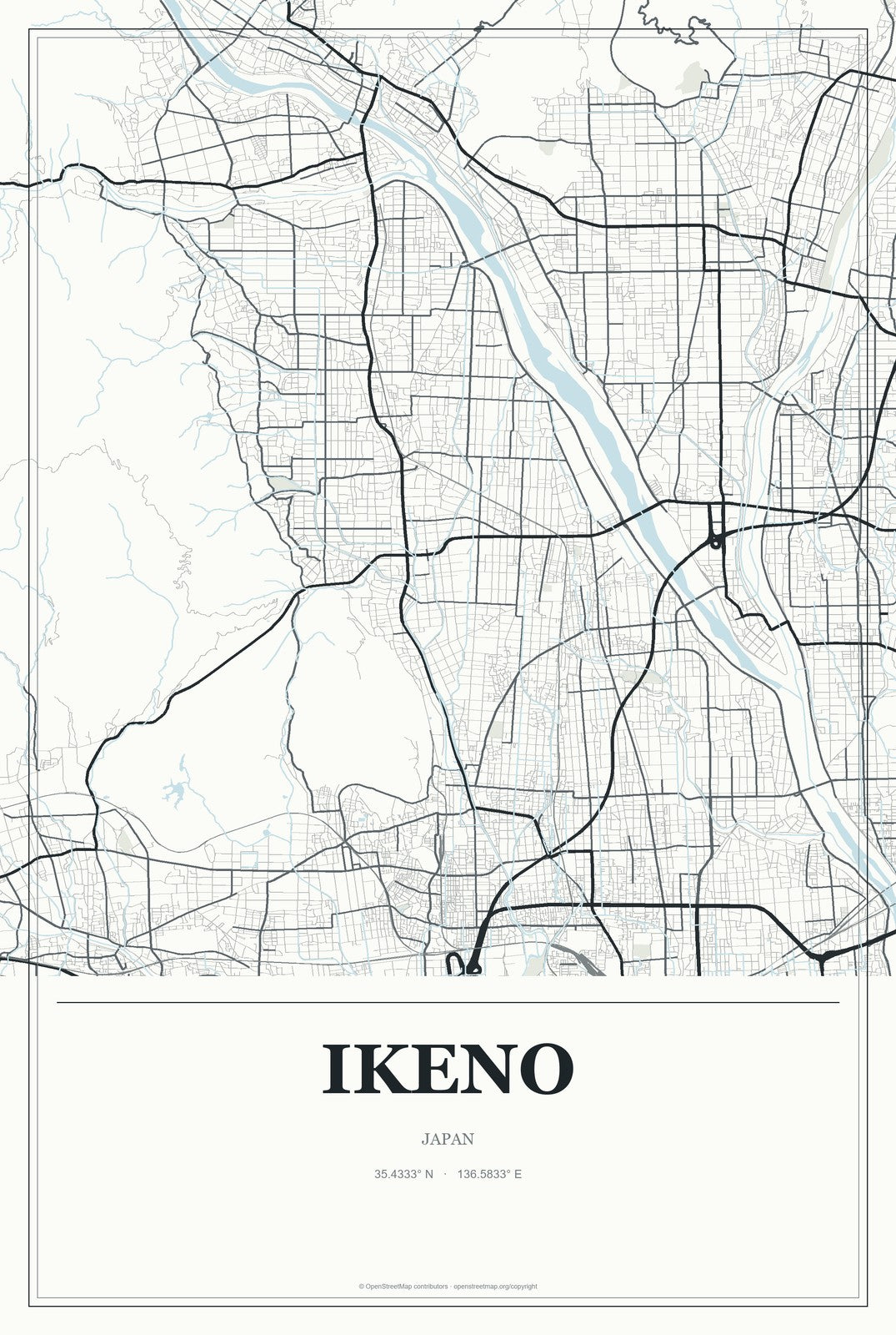 Ikeno, Japan City Map Aluminum Sign in Gallery Air style