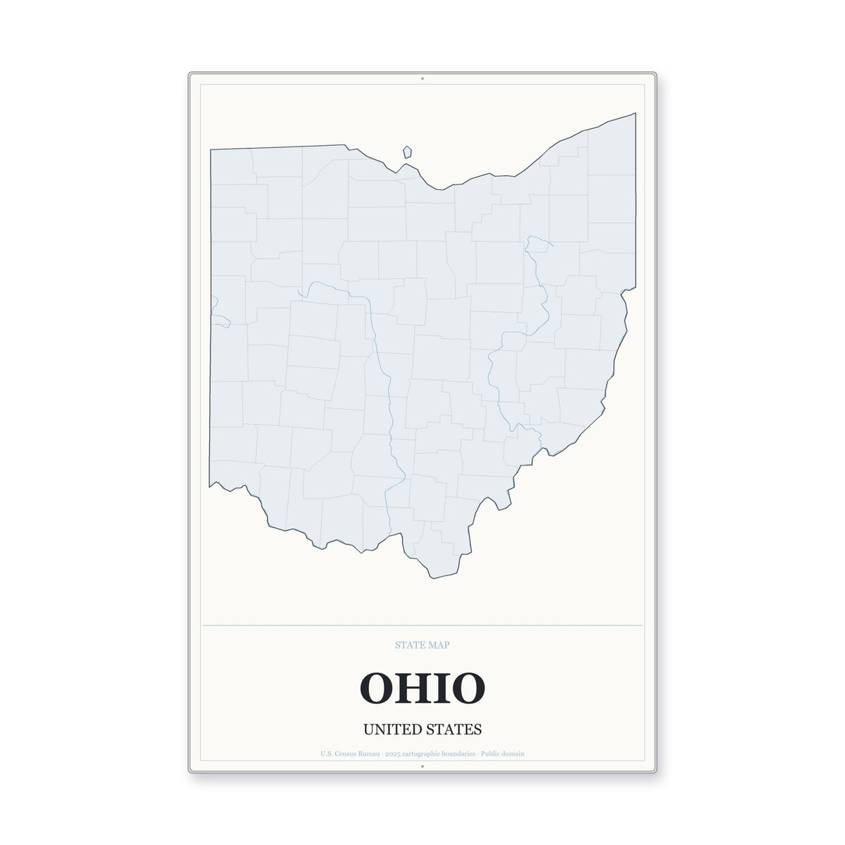 Ohio state map aluminum sign in Gallery Air style