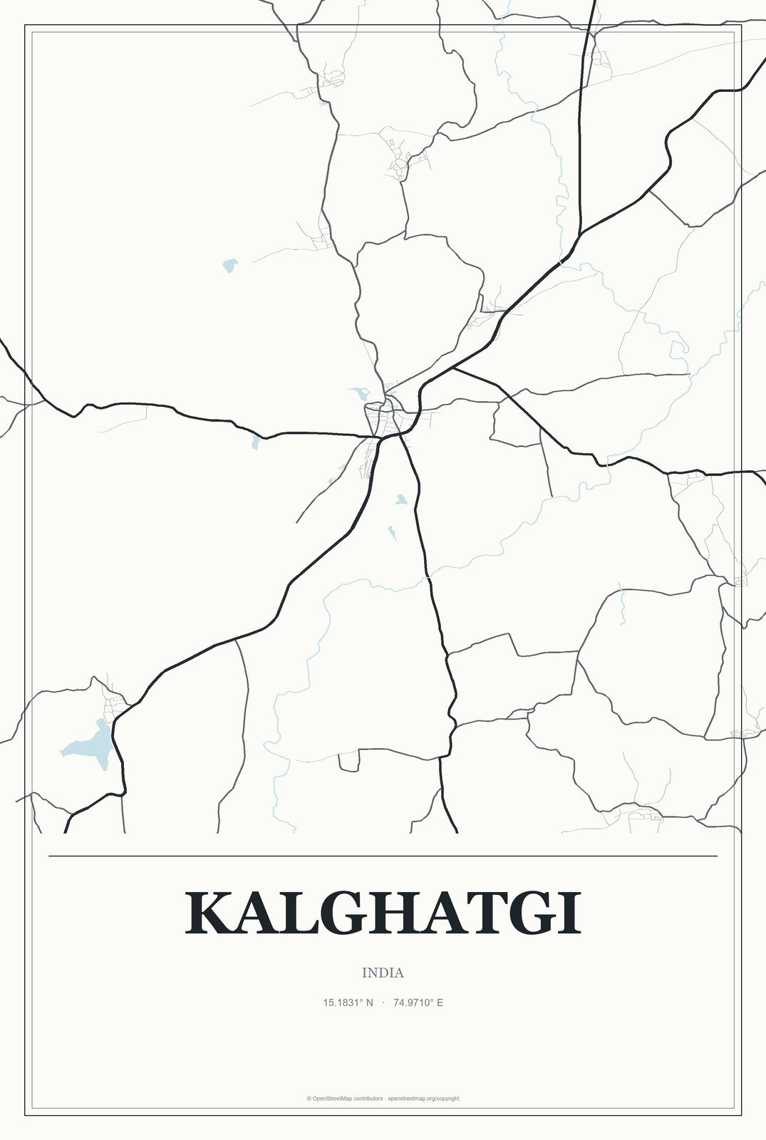 Kalghatgi, India City Map Aluminum Sign in Gallery Air style