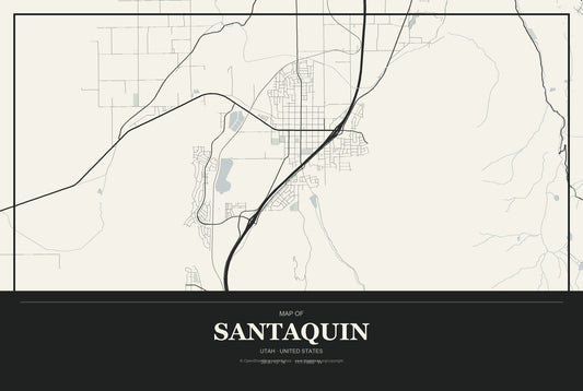 Santaquin, Utah City Map Aluminum Sign in Museum Plaque style