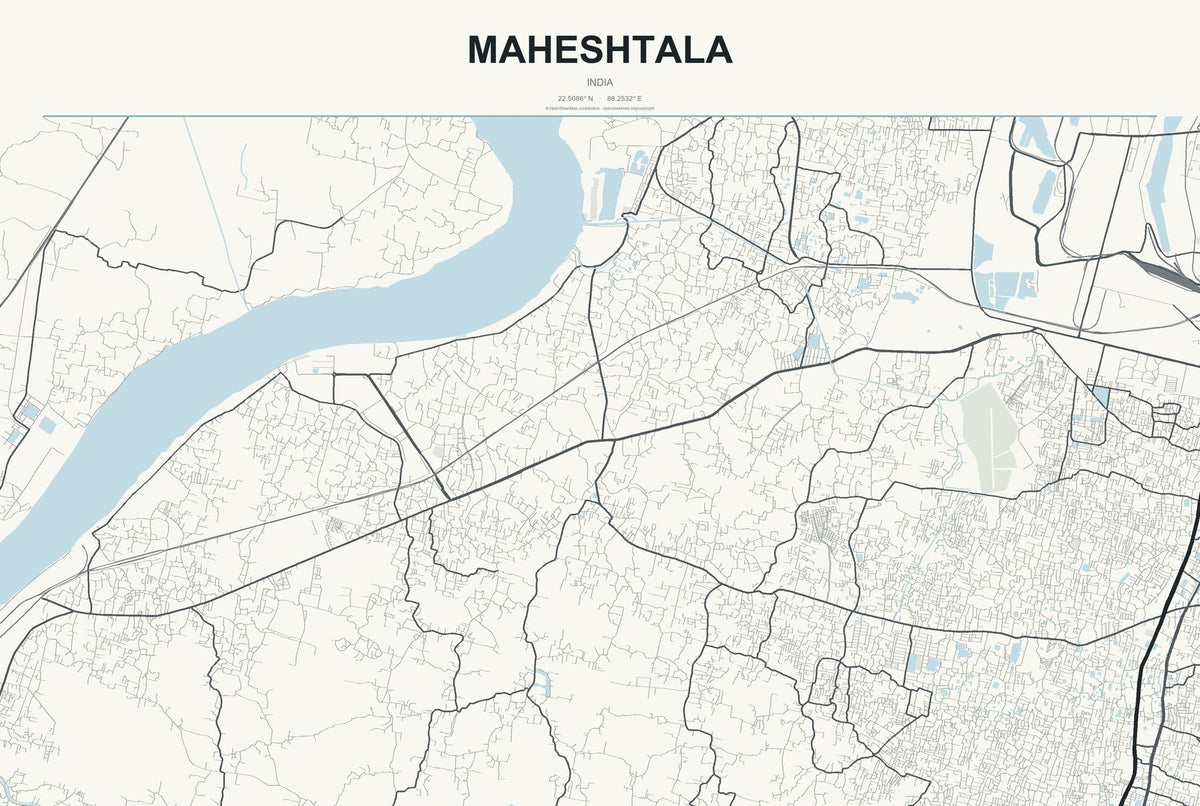 Maheshtala, India City Map Aluminum Sign in Headline Atlas style