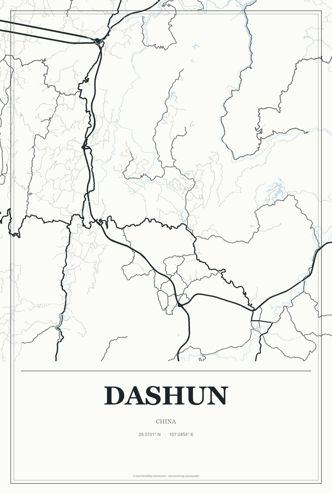 Dashun, China City Map Aluminum Sign in Gallery Air style