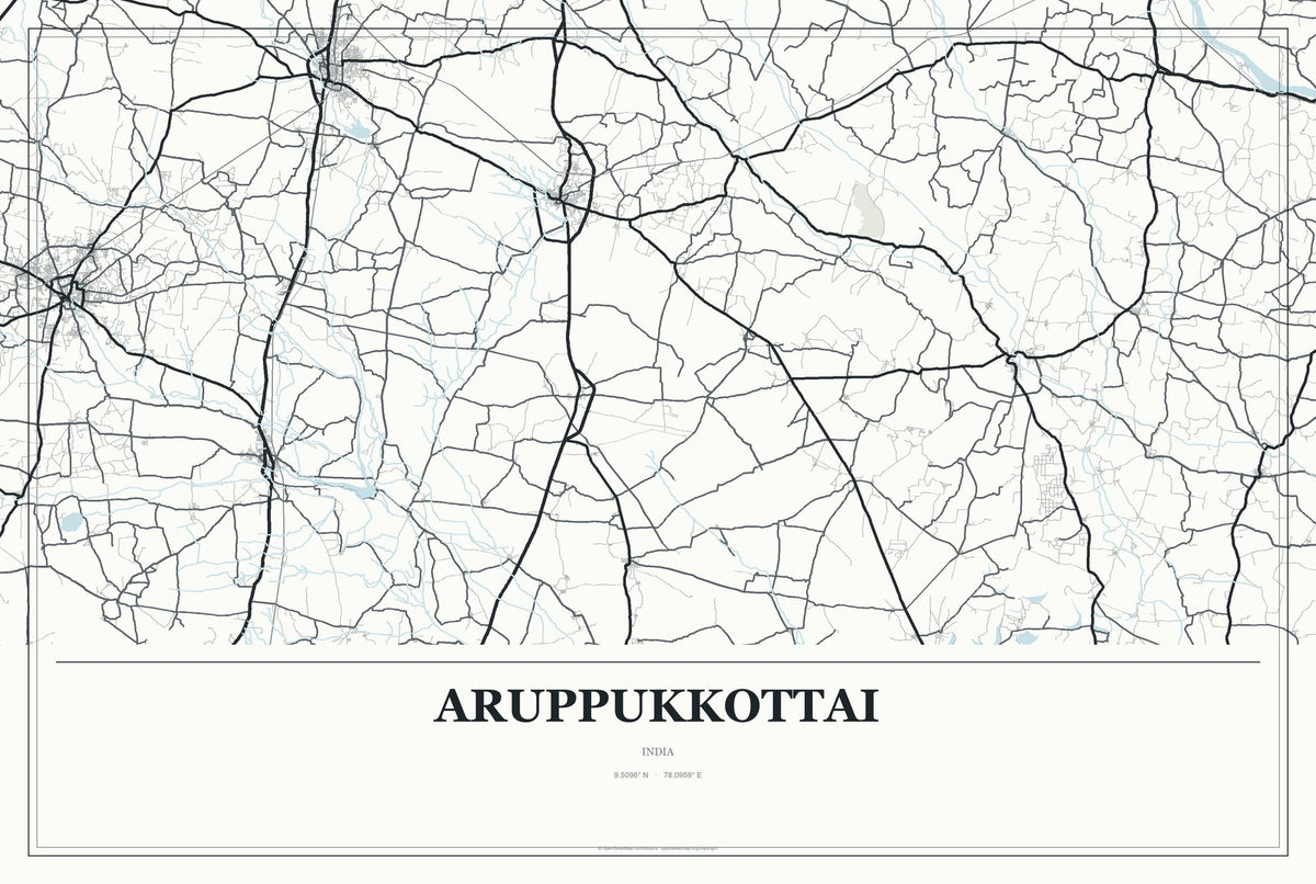 Aruppukkottai, India City Map Aluminum Sign in Gallery Air style
