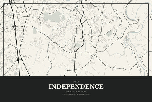 Independence, Kentucky City Map Aluminum Sign in Museum Plaque style
