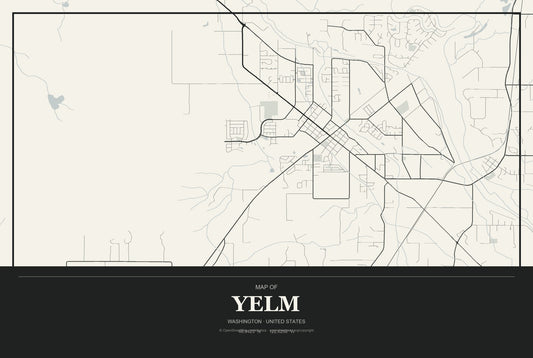 Yelm, Washington City Map Aluminum Sign in Museum Plaque style