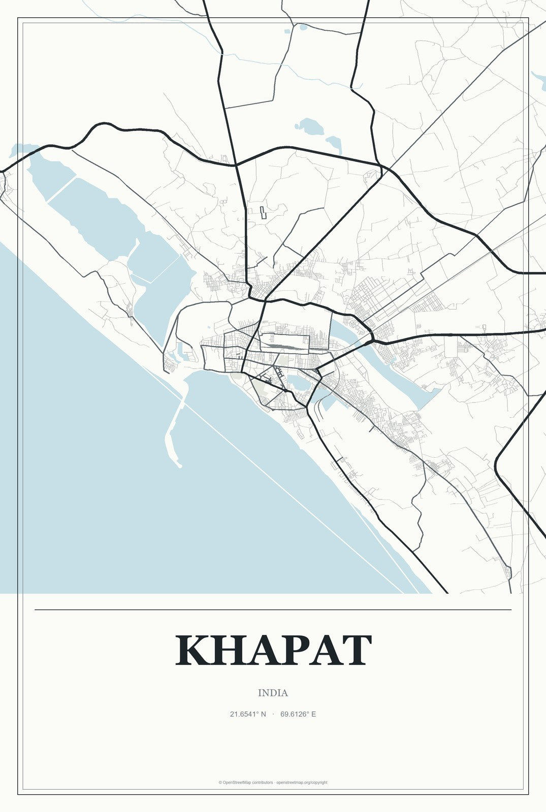 Khapat, India City Map Aluminum Sign in Gallery Air style