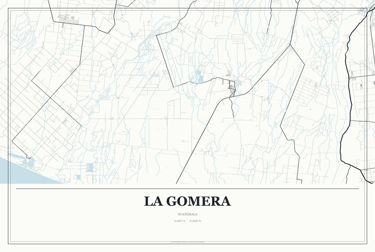 La Gomera, Guatemala City Map Aluminum Sign in Gallery Air style