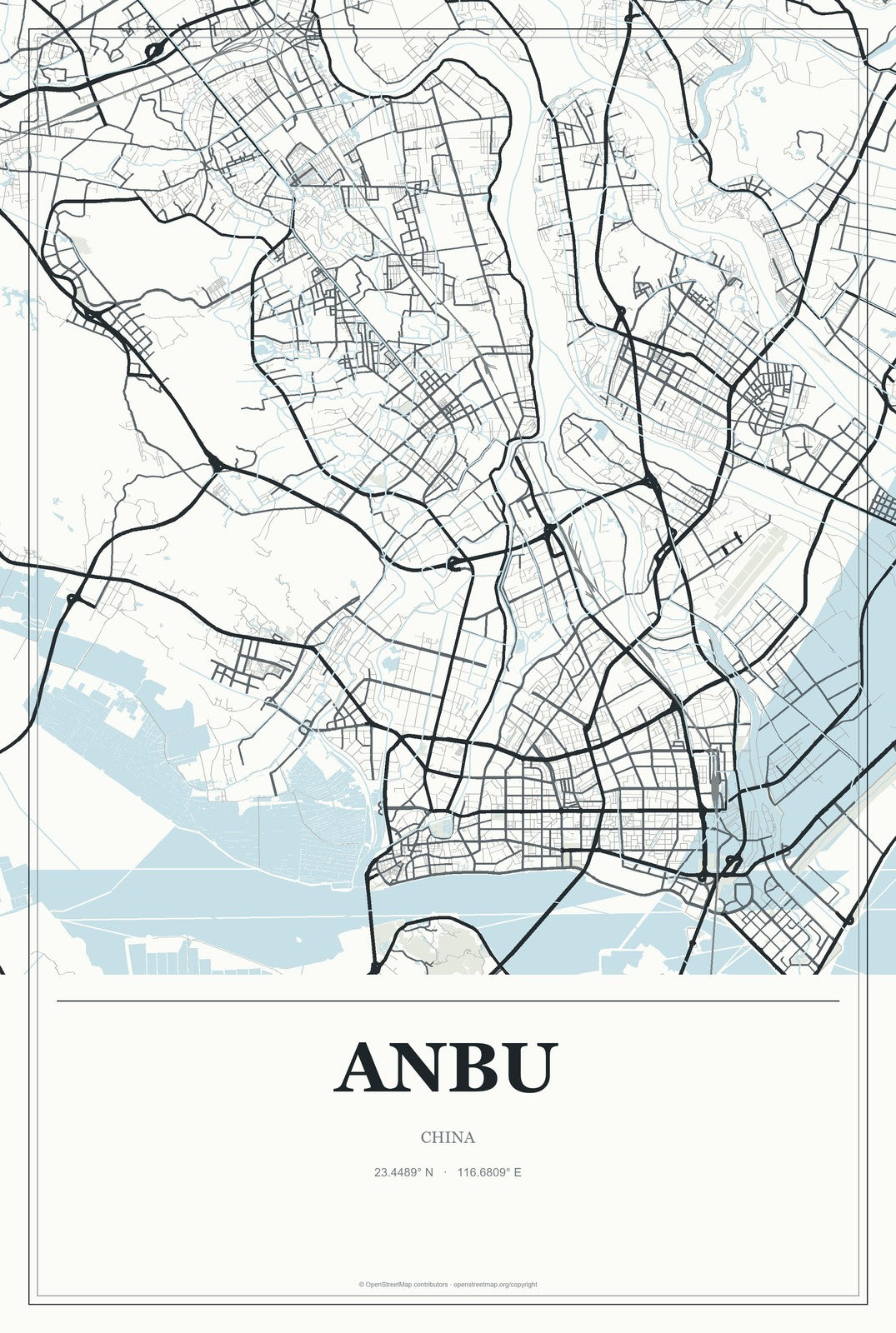 Anbu, China City Map Aluminum Sign in Gallery Air style