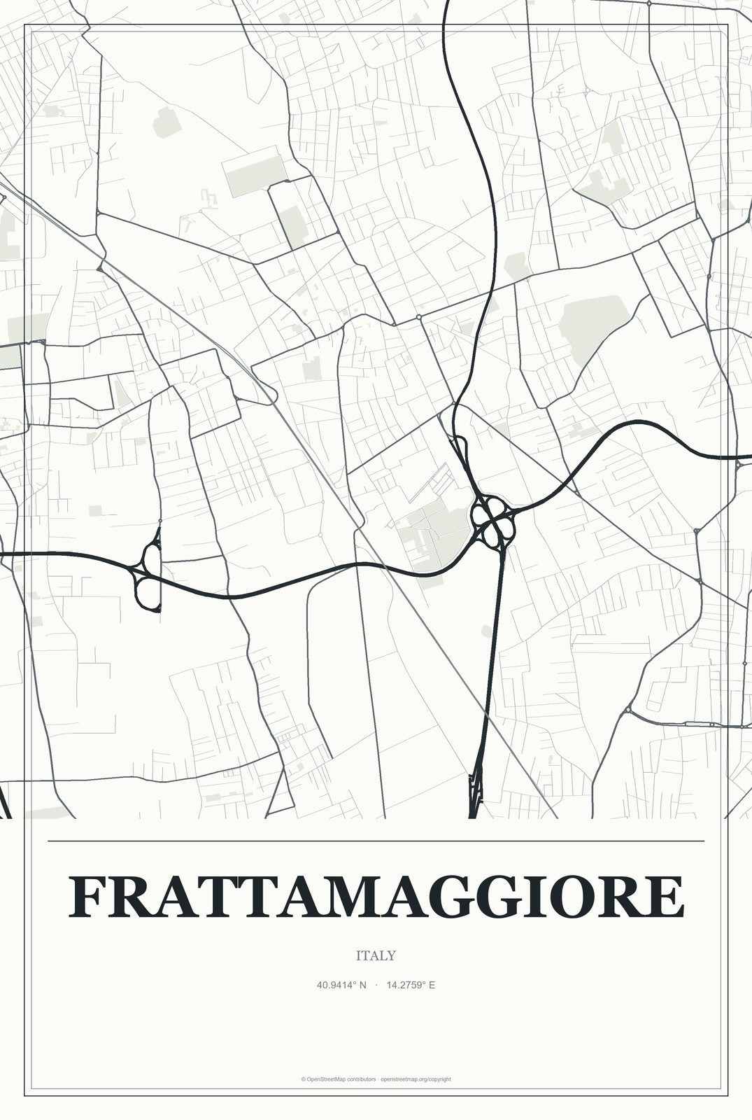 Frattamaggiore, Italy City Map Aluminum Sign in Gallery Air style