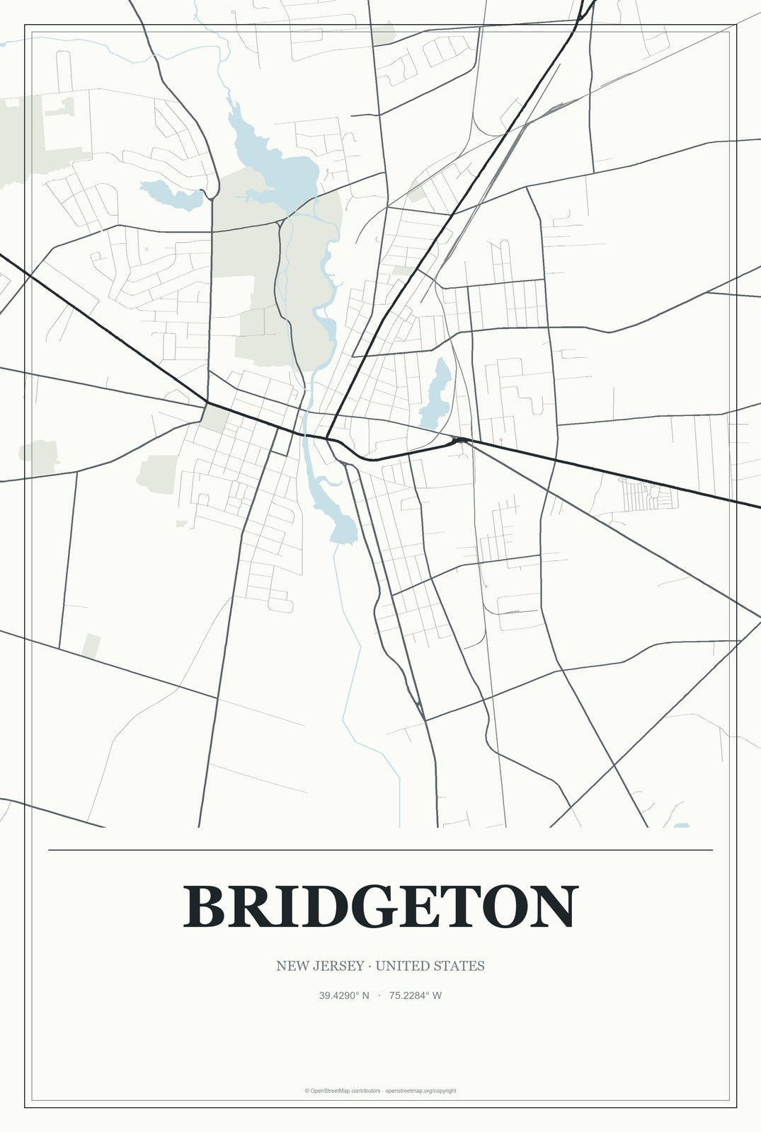 Bridgeton, New Jersey City Map Aluminum Sign in Gallery Air style