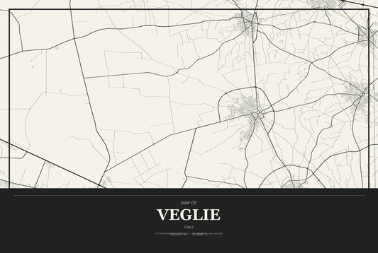 Veglie, Italy City Map Aluminum Sign in Museum Plaque style