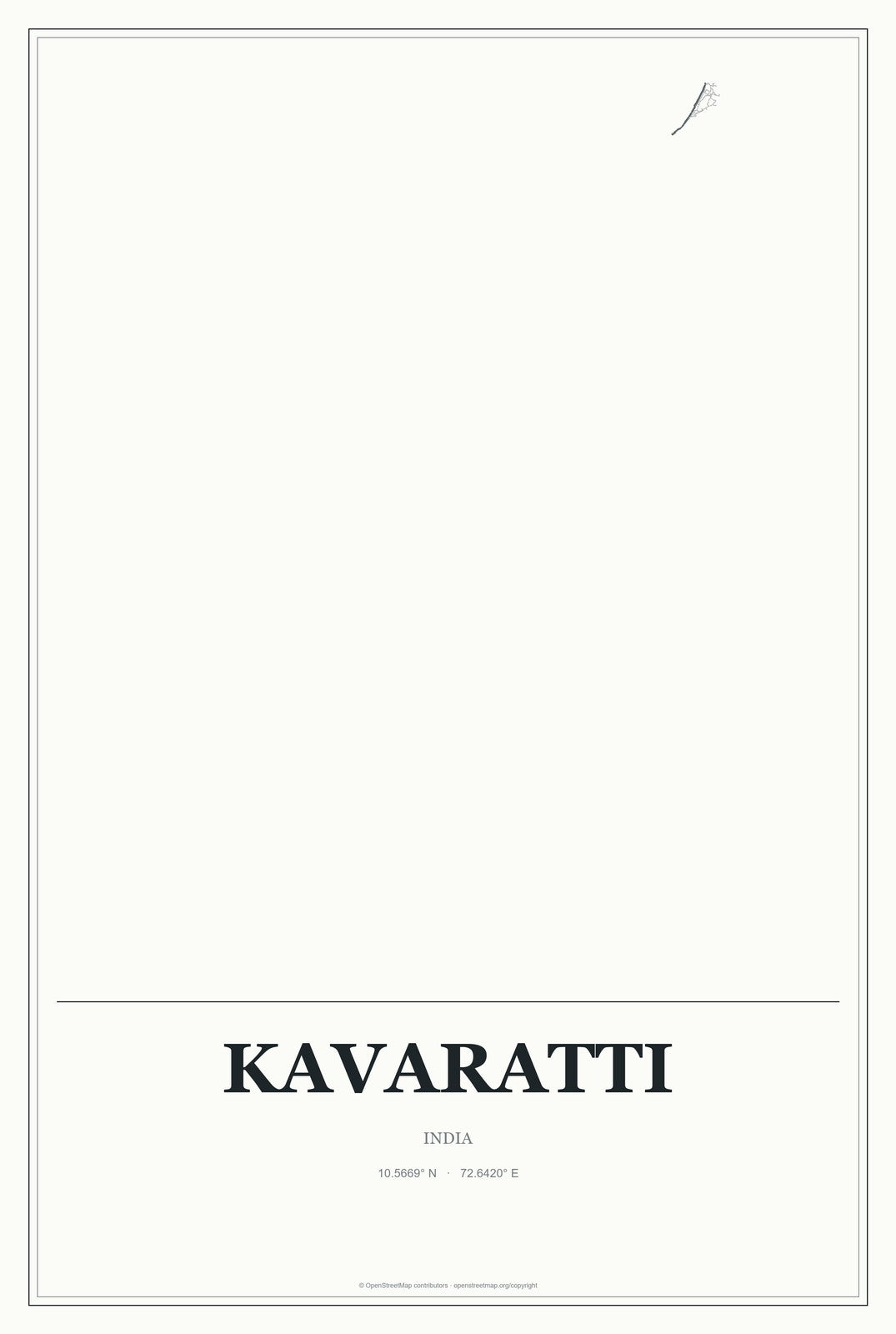 Kavaratti, India City Map Aluminum Sign in Gallery Air style