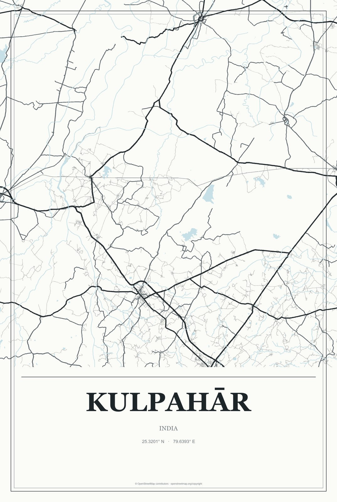 Kulpahār, India City Map Aluminum Sign in Gallery Air style