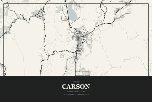 Carson, Nevada City Map Aluminum Sign in Museum Plaque style