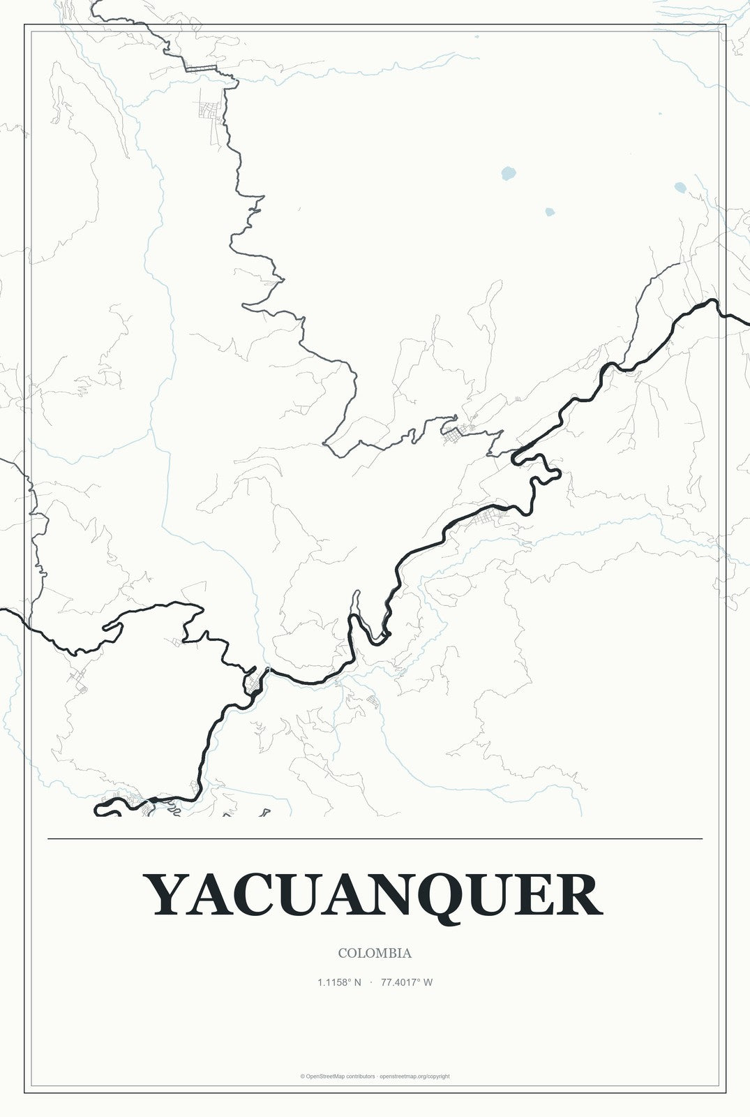 Yacuanquer, Colombia City Map Aluminum Sign in Gallery Air style