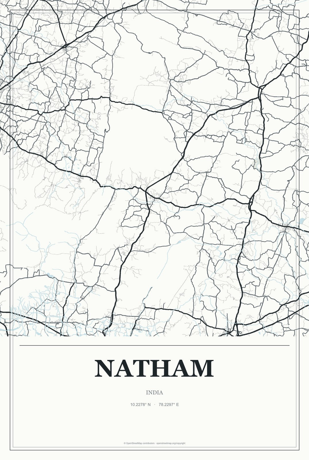Natham, India City Map Aluminum Sign in Gallery Air style