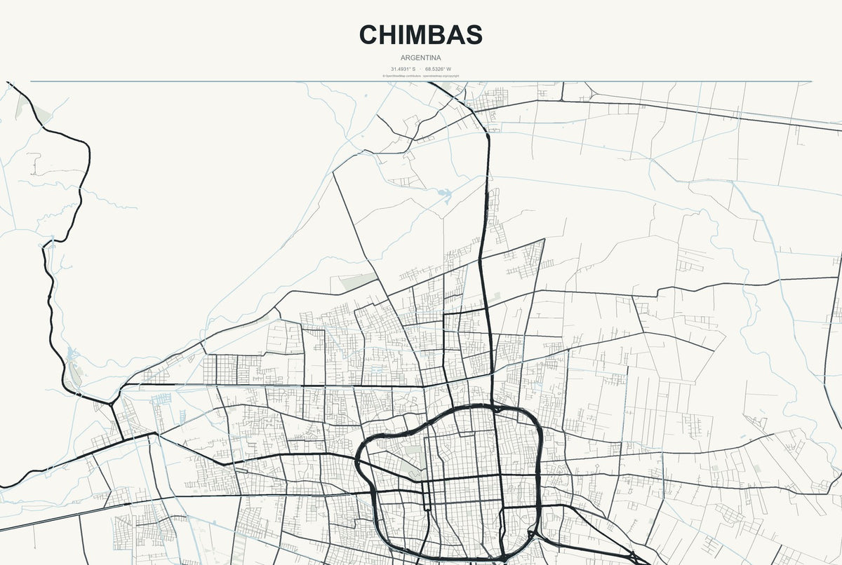 Chimbas, Argentina City Map Aluminum Sign in Headline Atlas style