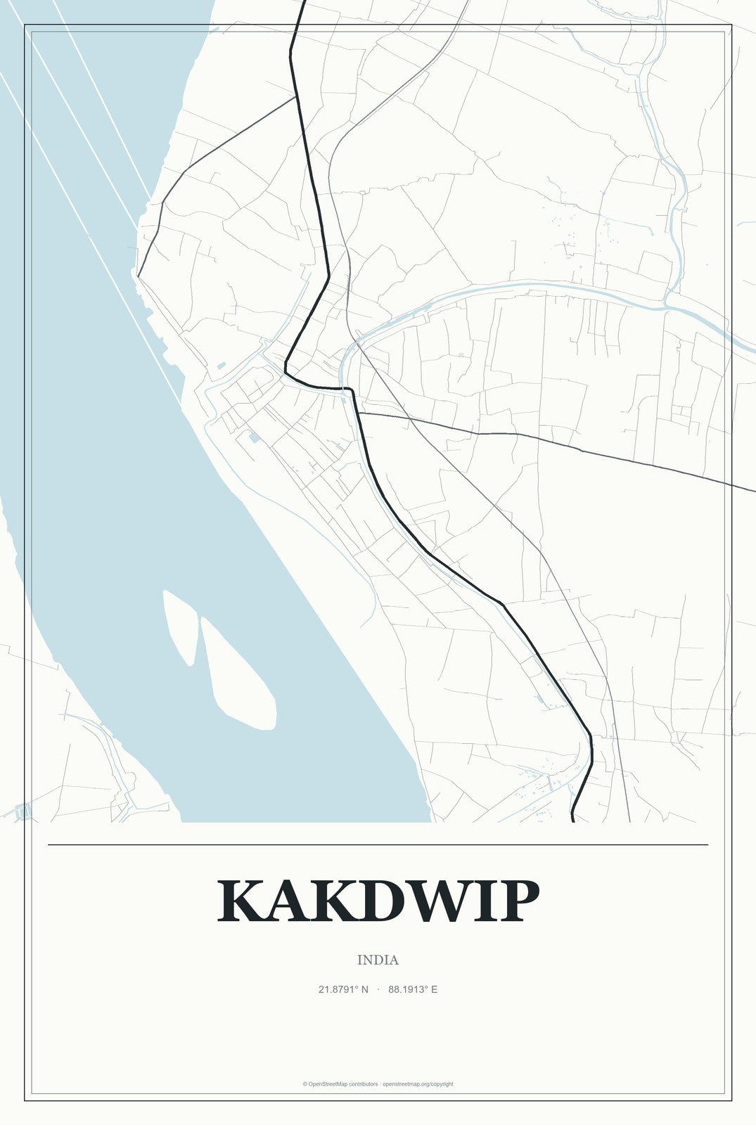Kakdwip, India City Map Aluminum Sign in Gallery Air style