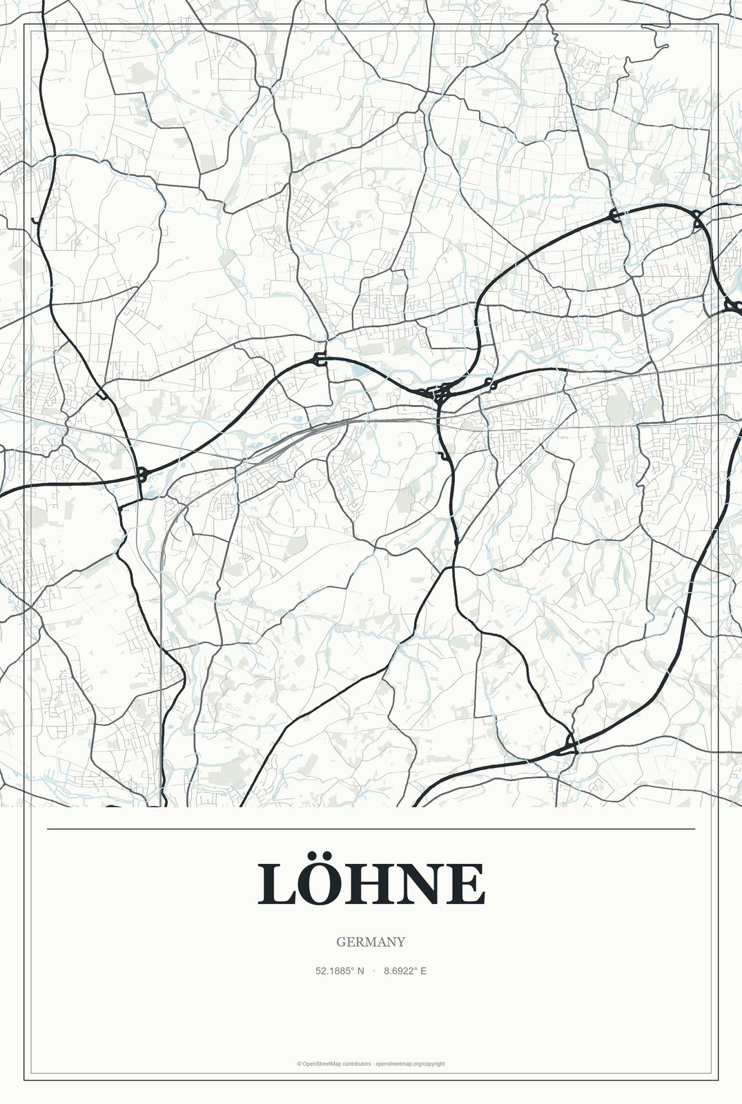 Löhne, Germany City Map Aluminum Sign in Gallery Air style