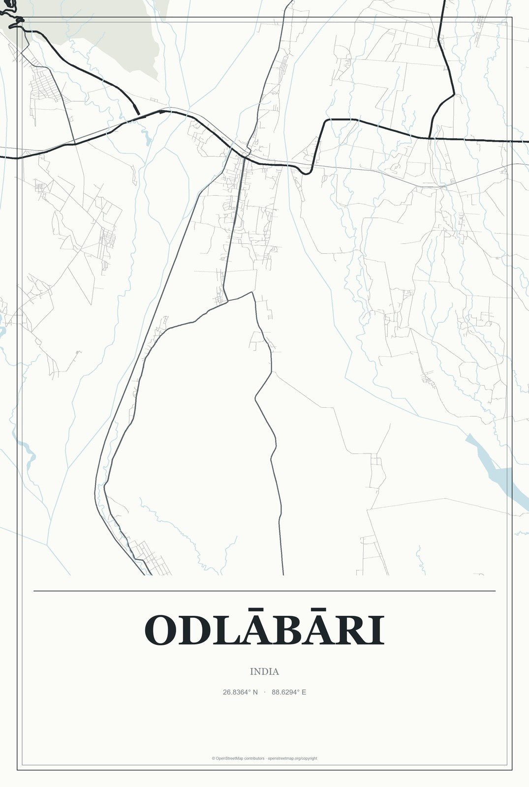 Odlābāri, India City Map Aluminum Sign in Gallery Air style