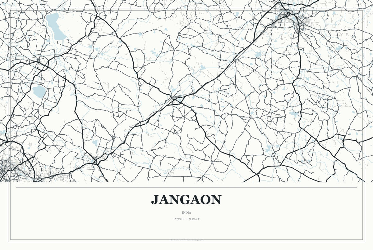 Jangaon, India City Map Aluminum Sign in Gallery Air style