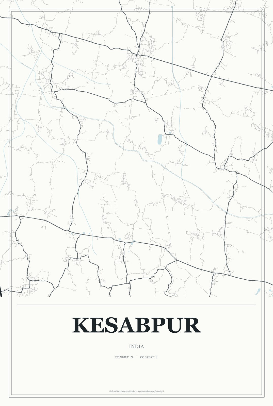 Kesabpur, India City Map Aluminum Sign in Gallery Air style