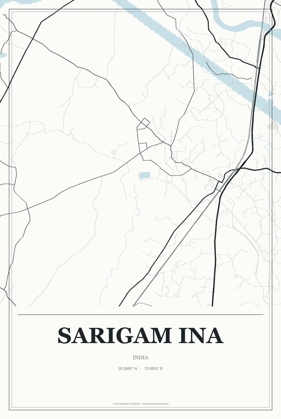Sarigam INA, India City Map Aluminum Sign in Gallery Air style