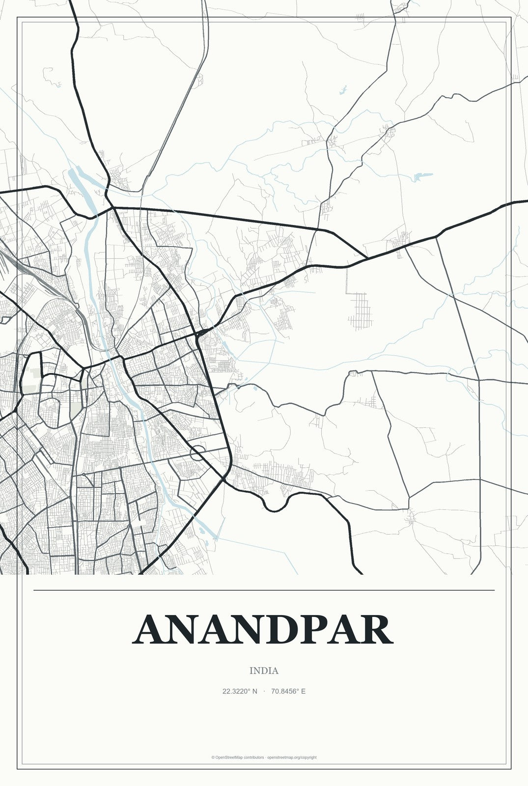 Anandpar, India City Map Aluminum Sign in Gallery Air style