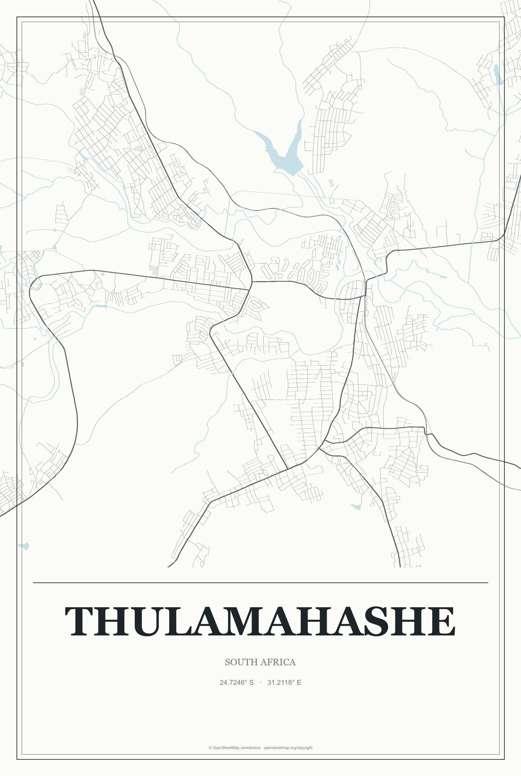 Thulamahashe, South Africa City Map Aluminum Sign in Gallery Air style
